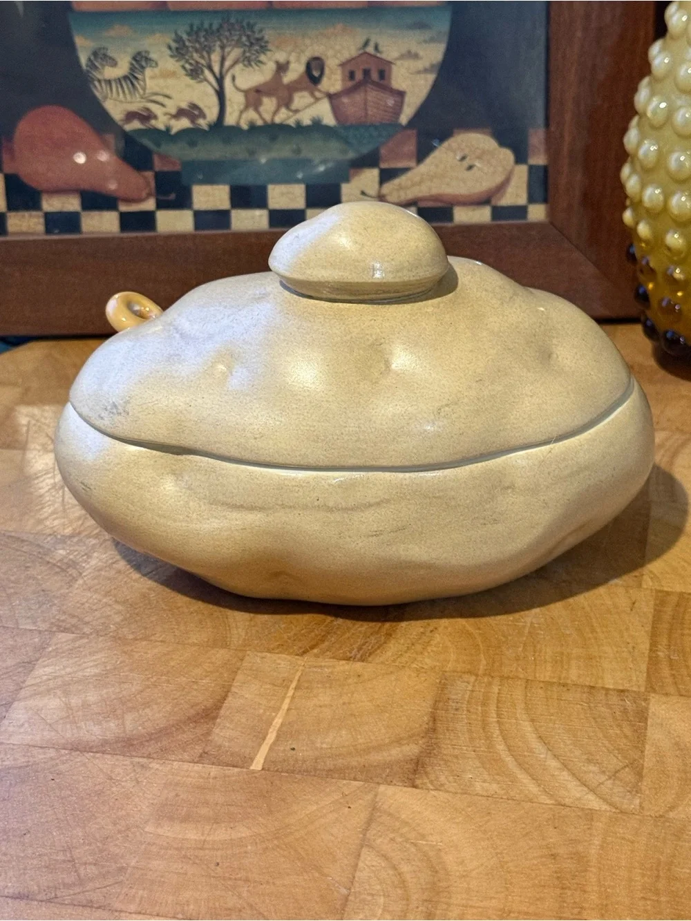Vintage Ceramic Baked Potato Soup Tureen with Ladle